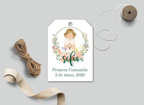 Etiqueta Recuerdos Comunión Acuarela Recordatoria Detalle Regalo Invitados